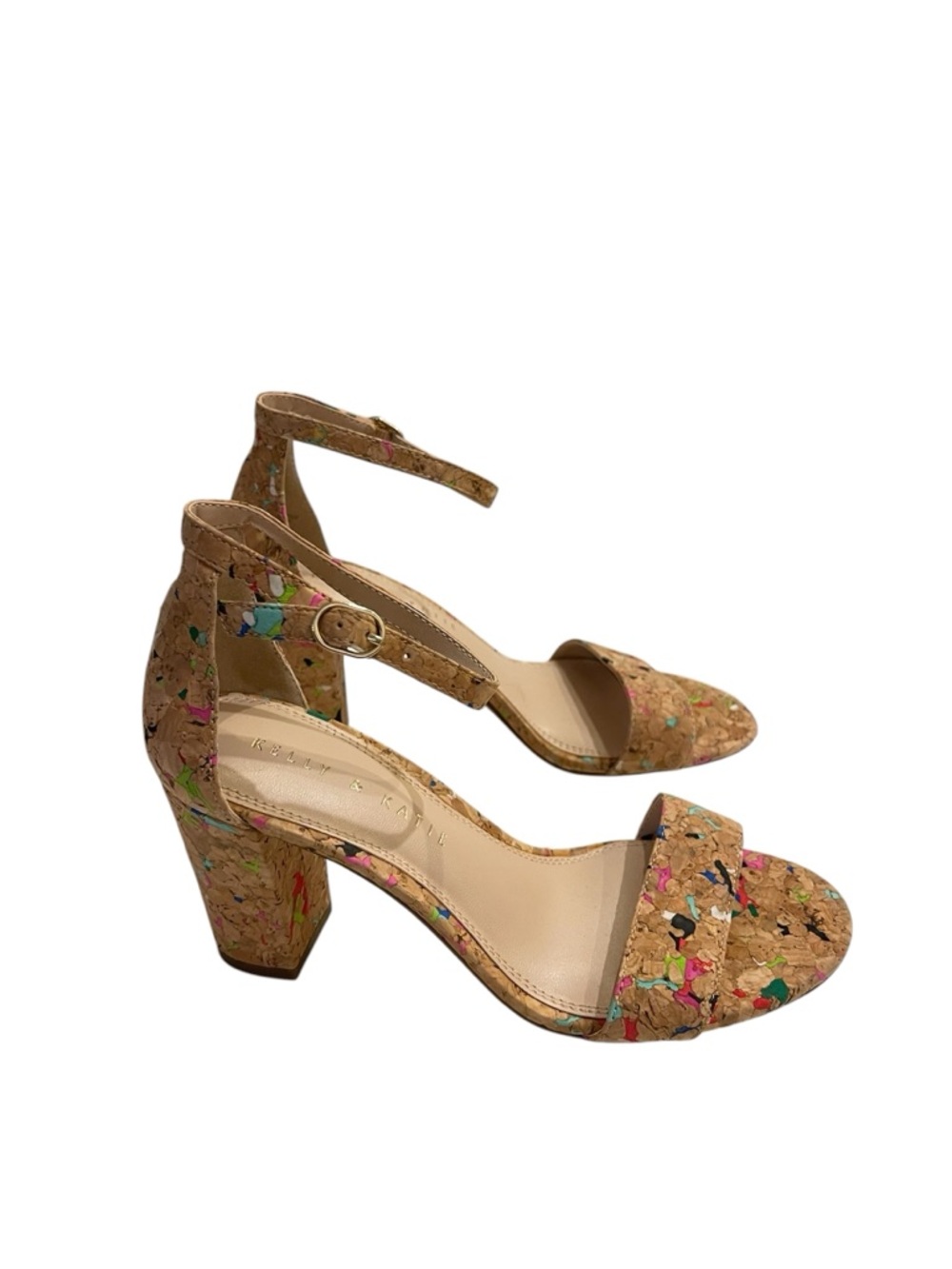 Kelly & Katie Cork Multicolor Confetti Block Heel Sandals - Picture 3 of 5